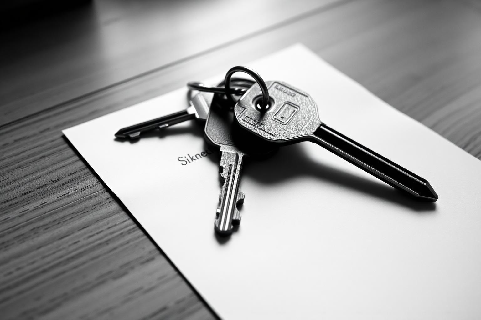 Keys resting on a signed property contract